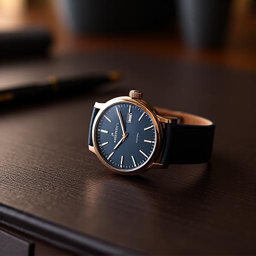 Orologio Orologi Momento appoggiato elegantemente su una scrivania di legno scuro